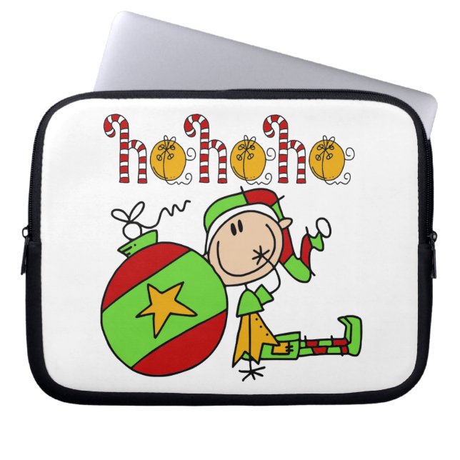 Ho Ho Ho Vakantie Schattigee feestelijke Elf Laptop Sleeve (Voorkant)
