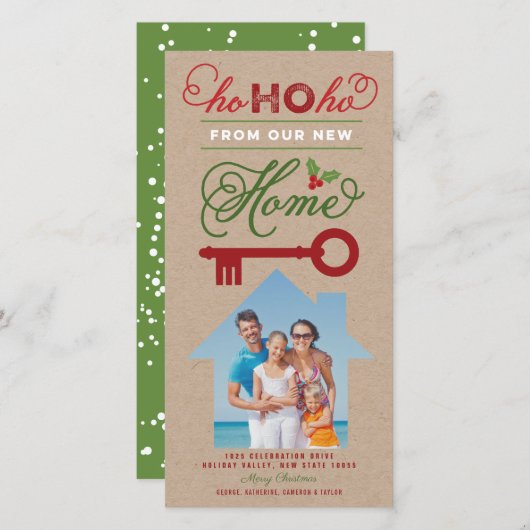 Ho Ho Ho Vanuit onze nieuwe thuis - mededeling ove Feestdagenkaart (Voorkant / Achterkant)