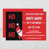 HO HO HO Vies Kerstfeest Zwart en Rood Kaart (Voorkant / Achterkant)