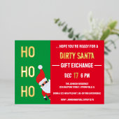 HO HO HO Vies Santa Gift Exchange Kerstfeest Folie Uitnodiging (Staand Voorkant)