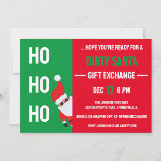 HO HO HO Vies Santa Gift Exchange Kerstfeest Kaart