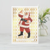 Ho Ho Ho Vrolijk Kerstfeest Kaarten Faux Gold Foli (Staand voorkant)