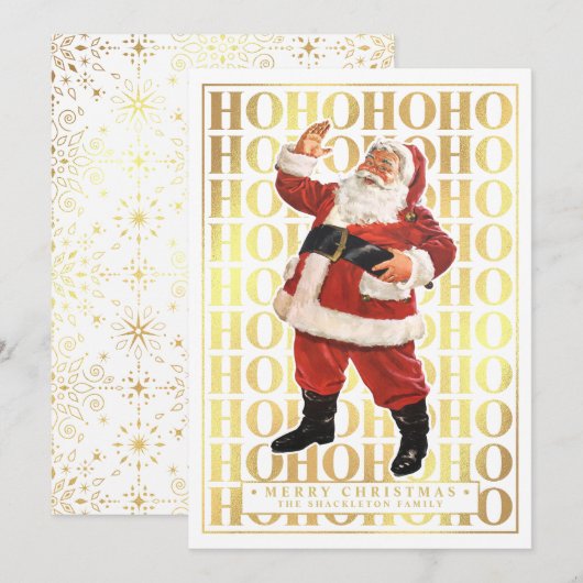 Ho Ho Ho Vrolijk Kerstfeest Kaarten Faux Gold Foli (Voorkant / Achterkant)