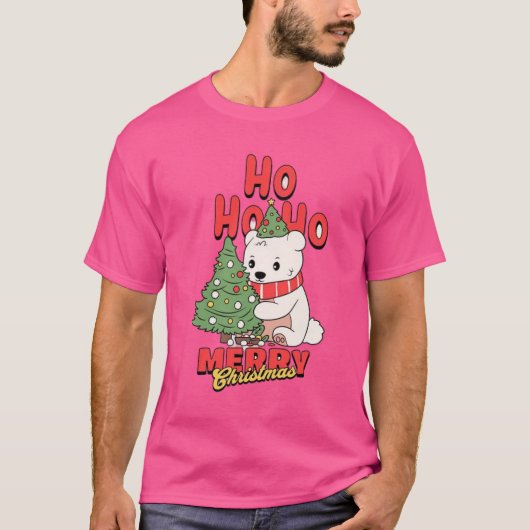 Ho Ho Ho! Vrolijk Kerstfeest Polar Beer Design Tsh T-shirt (Voorkant)