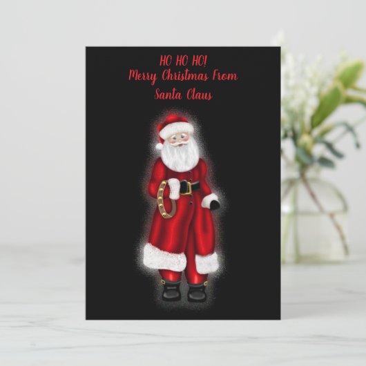 HO HO HO! Vrolijk kerstfeest van Sinterklaas Feestdagenkaart (Staand voorkant)