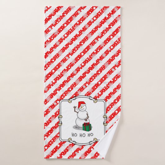 Ho Ho Ho Vrolijk Kerstman Schattige Sneeuwman Bad Handdoek (Badhanddoek)