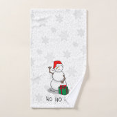 Ho Ho Ho Vrolijk Kerstman Schattige Sneeuwman Bad Handdoek (Handdoek)