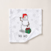 Ho Ho Ho Vrolijk Kerstman Schattige Sneeuwman Bad Handdoek (Wasdoekje)