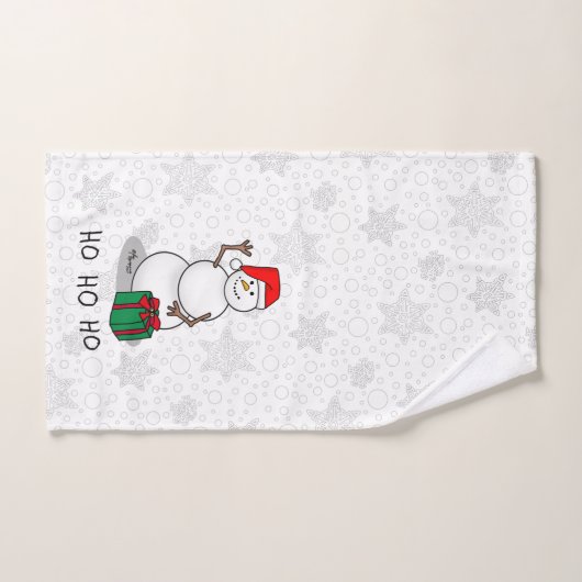 Ho Ho Ho Vrolijk Kerstman Schattige Sneeuwman Bad Handdoek (Handdoek)