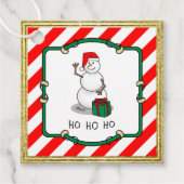 Ho Ho Ho Vrolijk Kerstman Schattige Sneeuwman Bedankjes Labels (Voorkant)