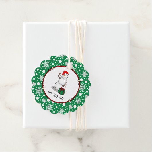 Ho Ho Ho Vrolijk Kerstman Schattige Sneeuwman Bedankjes Labels (In situ)