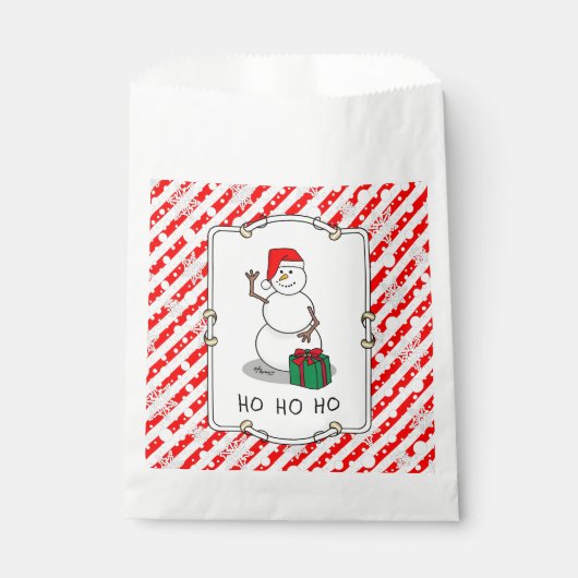 Ho Ho Ho Vrolijk Kerstman Schattige Sneeuwman Bedankzakje (Voorkant)
