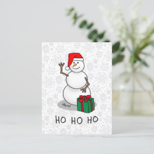 Ho Ho Ho Vrolijk Kerstman Schattige Sneeuwman Briefkaart