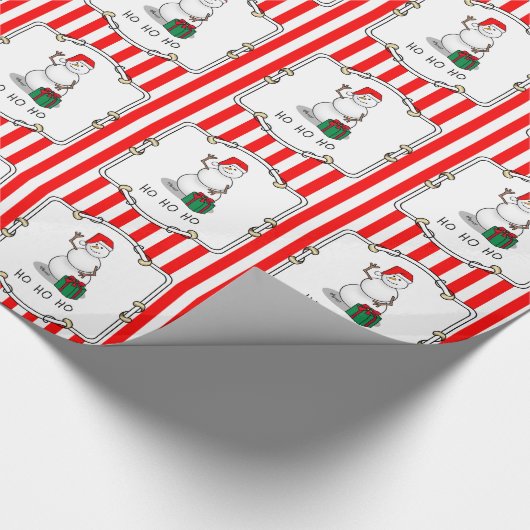 Ho Ho Ho Vrolijk Kerstman Schattige Sneeuwman Cadeaupapier (Hoek)