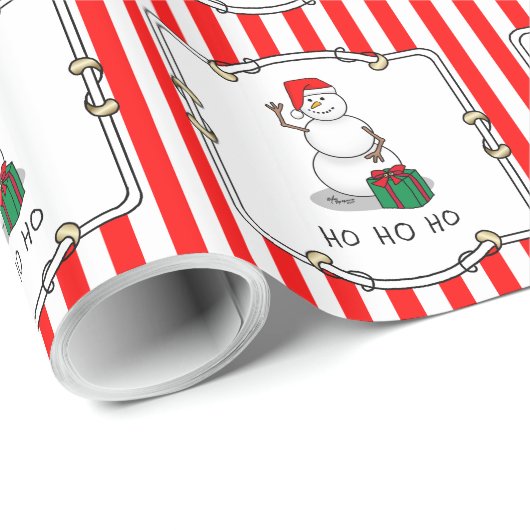Ho Ho Ho Vrolijk Kerstman Schattige Sneeuwman Cadeaupapier (Rol Hoek)