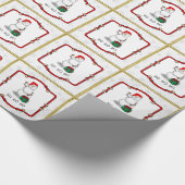 Ho Ho Ho Vrolijk Kerstman Schattige Sneeuwman Cadeaupapier (Hoek)