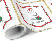 Ho Ho Ho Vrolijk Kerstman Schattige Sneeuwman Cadeaupapier (Rol Hoek)