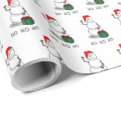 Ho Ho Ho Vrolijk Kerstman Schattige Sneeuwman Cadeaupapier (Rol Hoek)