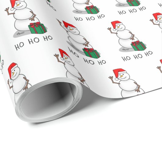 Ho Ho Ho Vrolijk Kerstman Schattige Sneeuwman Cadeaupapier (Rol Hoek)