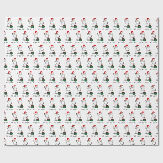 Ho Ho Ho Vrolijk Kerstman Schattige Sneeuwman Cadeaupapier (Vlak)