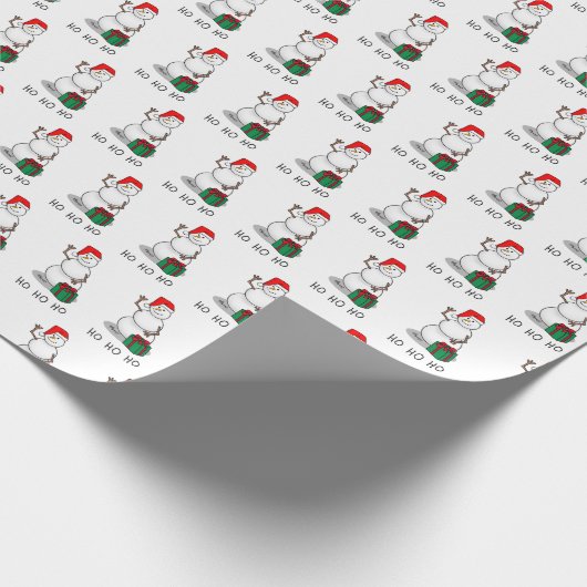 Ho Ho Ho Vrolijk Kerstman Schattige Sneeuwman Cadeaupapier (Hoek)