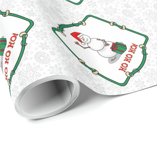 Ho Ho Ho Vrolijk Kerstman Schattige Sneeuwman Cadeaupapier (Rol Hoek)