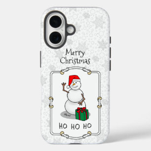 Ho Ho Ho Vrolijk Kerstman Schattige Sneeuwman iPhone 16 Hoesje