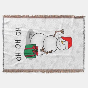 Ho Ho Ho Vrolijk Kerstman Schattige Sneeuwman Deken