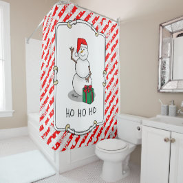 Ho Ho Ho Vrolijk Kerstman Schattige Sneeuwman Douchegordijn