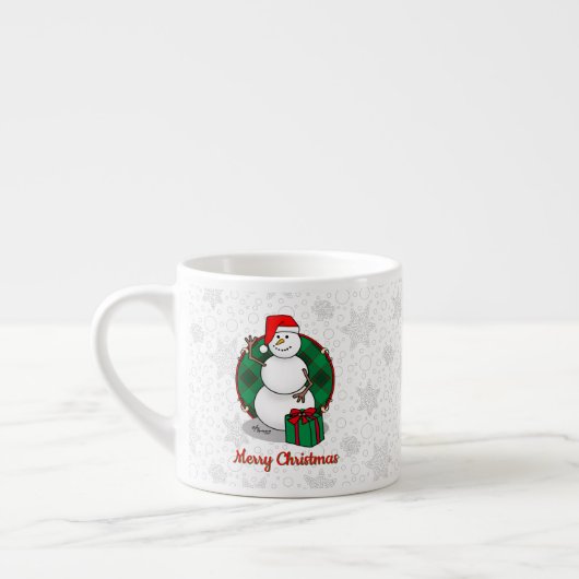 Ho Ho Ho Vrolijk Kerstman Schattige Sneeuwman Espresso Kop (Links)