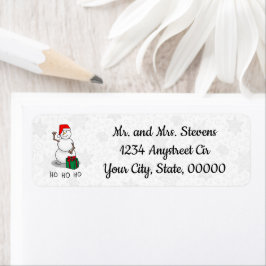 Ho Ho Ho Vrolijk Kerstman Schattige Sneeuwman Etiket