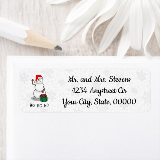 Ho Ho Ho Vrolijk Kerstman Schattige Sneeuwman Etiket (Insitu)