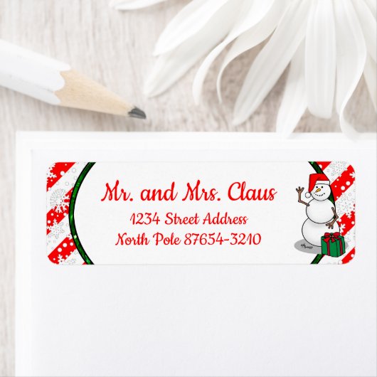 Ho Ho Ho Vrolijk Kerstman Schattige Sneeuwman Etiket (Insitu)