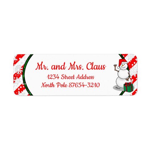 Ho Ho Ho Vrolijk Kerstman Schattige Sneeuwman Etiket (Voorkant)