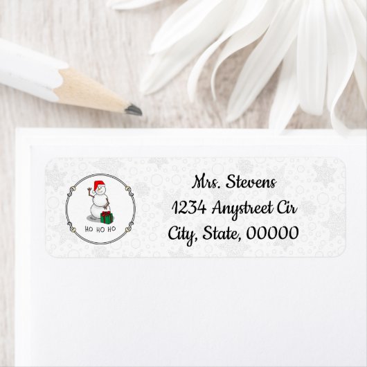 Ho Ho Ho Vrolijk Kerstman Schattige Sneeuwman Etiket (Insitu)