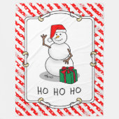 Ho Ho Ho Vrolijk Kerstman Schattige Sneeuwman Fleece Deken (Voorkant)