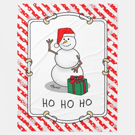 Ho Ho Ho Vrolijk Kerstman Schattige Sneeuwman Fleece Deken (Voorkant)