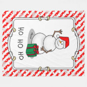 Ho Ho Ho Vrolijk Kerstman Schattige Sneeuwman Fleece Deken (Voorkant (Horizontaal))