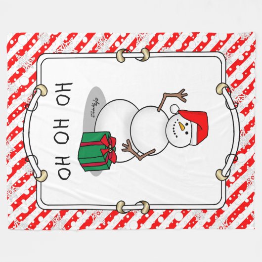 Ho Ho Ho Vrolijk Kerstman Schattige Sneeuwman Fleece Deken (Voorkant (Horizontaal))