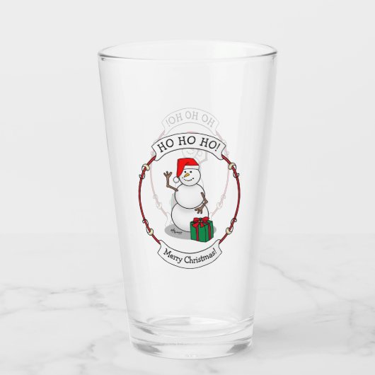 Ho Ho Ho Vrolijk Kerstman Schattige Sneeuwman Glas (Achterkant)