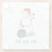 Ho Ho Ho Vrolijk Kerstman Schattige Sneeuwman Glazen Onderzetter (Achterkant)