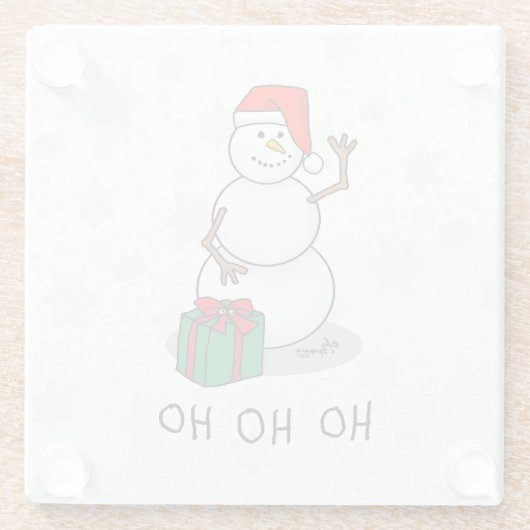 Ho Ho Ho Vrolijk Kerstman Schattige Sneeuwman Glazen Onderzetter (Achterkant)
