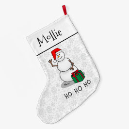 Ho Ho Ho Vrolijk Kerstman Schattige Sneeuwman Grote Kerstsok