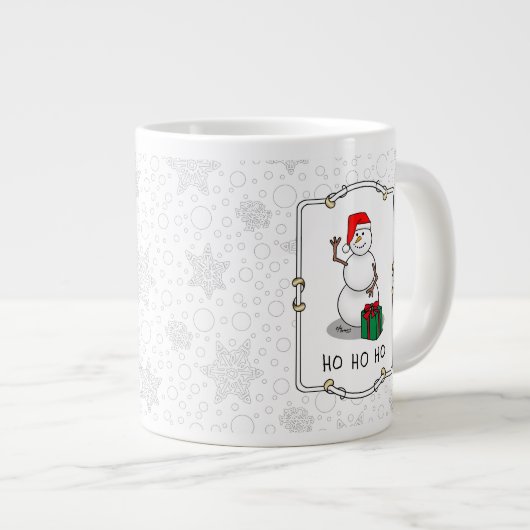 Ho Ho Ho Vrolijk Kerstman Schattige Sneeuwman Grote Koffiekop (Voorkant rechts)