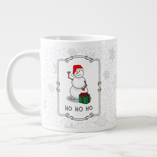 Ho Ho Ho Vrolijk Kerstman Schattige Sneeuwman Grote Koffiekop (Links)