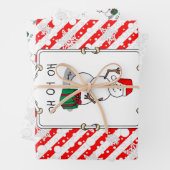 Ho Ho Ho Vrolijk Kerstman Schattige Sneeuwman Inpakpapier Vel (In situ)