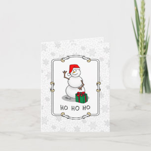 Ho Ho Ho Vrolijk Kerstman Schattige Sneeuwman Kaart