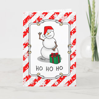 Ho Ho Ho Vrolijk Kerstman Schattige Sneeuwman Kaart