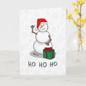 Ho Ho Ho Vrolijk Kerstman Schattige Sneeuwman Kaart (Gele Bloem)