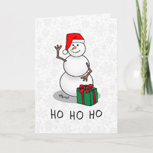 Ho Ho Ho Vrolijk Kerstman Schattige Sneeuwman Kaart